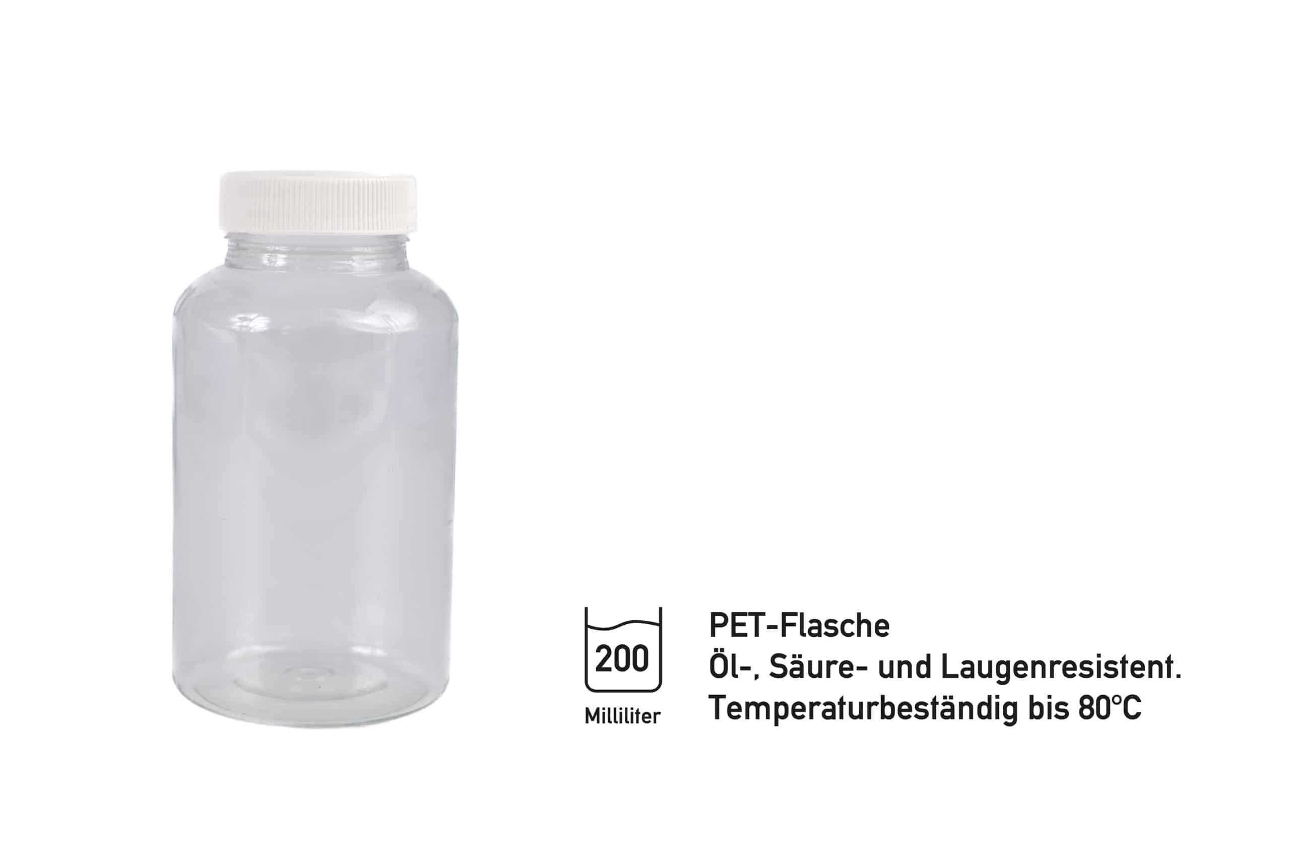 IBR-Probenflaschen 200ml, PET, inkl. 38 mm Schraubverschluss - Oiltest24